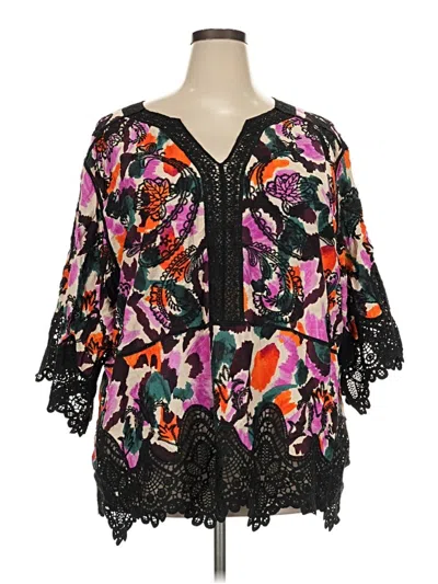 Pre-owned Democracy 3/4 Sleeve Blouse In Black