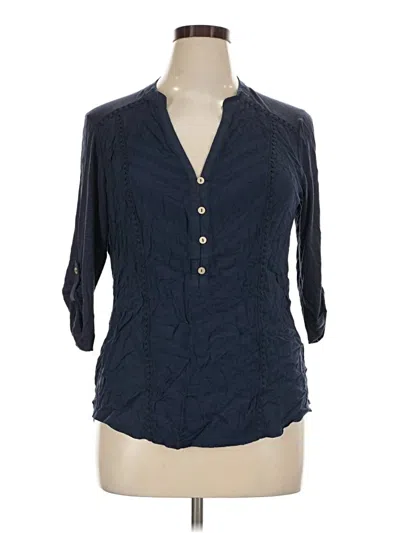 Pre-owned Democracy 3/4 Sleeve Blouse In Blue