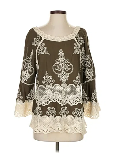 Pre-owned Democracy 3/4 Sleeve Blouse In Brown