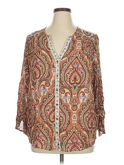 Pre-owned Democracy 3/4 Sleeve Blouse In Brown