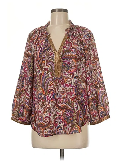 Pre-owned Democracy 3/4 Sleeve Blouse In Brown