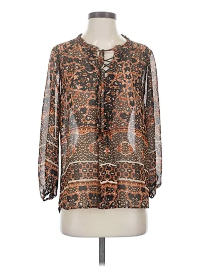 Pre-owned Democracy 3/4 Sleeve Blouse In Brown
