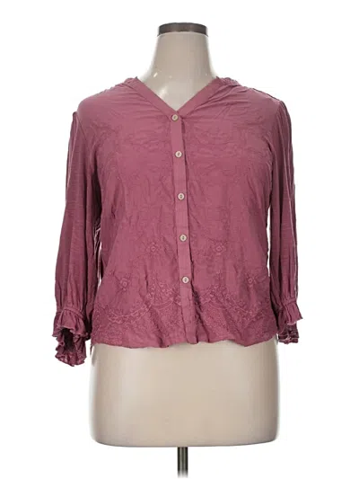 Pre-owned Democracy 3/4 Sleeve Blouse In Burgundy