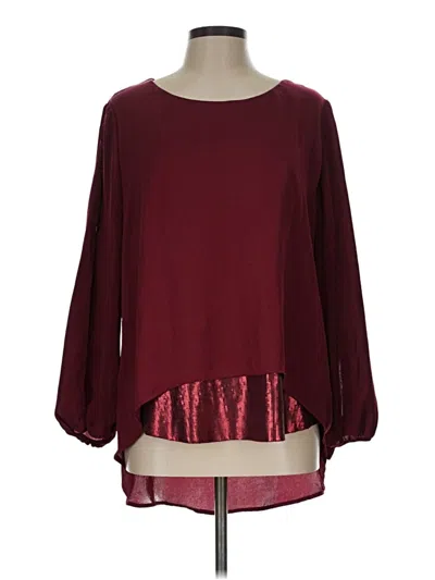Pre-owned Democracy 3/4 Sleeve Blouse In Burgundy