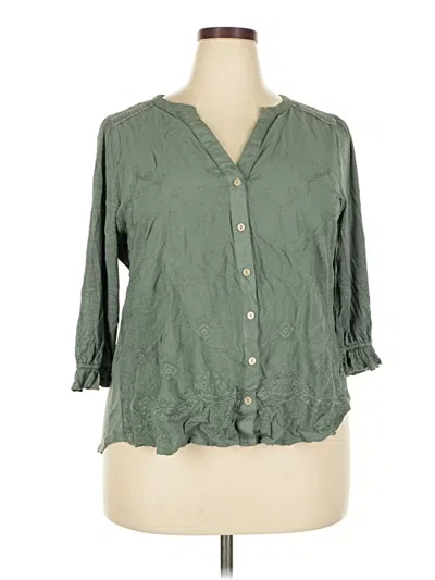 Pre-owned Democracy 3/4 Sleeve Blouse In Green