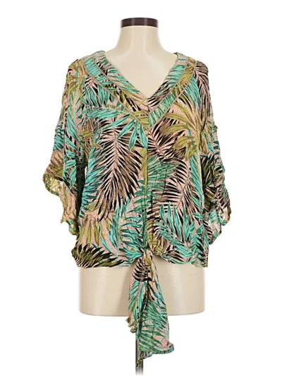 Pre-owned Democracy 3/4 Sleeve Blouse In Green