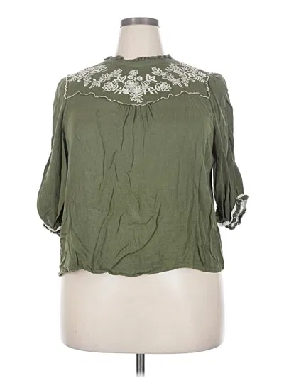 Pre-owned Democracy 3/4 Sleeve Blouse In Green