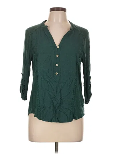 Pre-owned Democracy 3/4 Sleeve Blouse In Green
