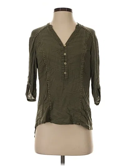 Pre-owned Democracy 3/4 Sleeve Blouse In Green