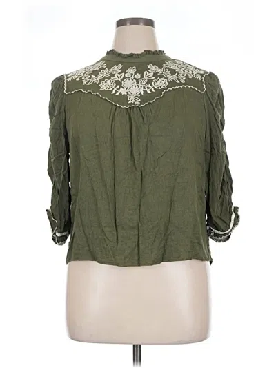 Pre-owned Democracy 3/4 Sleeve Blouse In Green