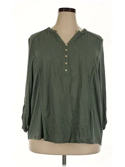 Pre-owned Democracy 3/4 Sleeve Blouse In Green