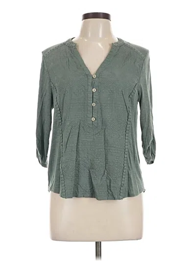 Pre-owned Democracy 3/4 Sleeve Blouse In Green