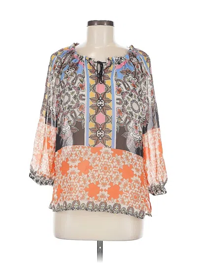 Democracy 3/4 Sleeve Blouse In Orange