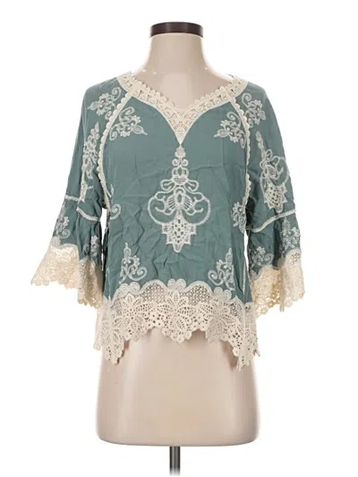 Pre-owned Democracy 3/4 Sleeve Blouse In Teal