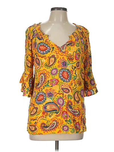 Pre-owned Democracy 3/4 Sleeve Blouse In Yellow