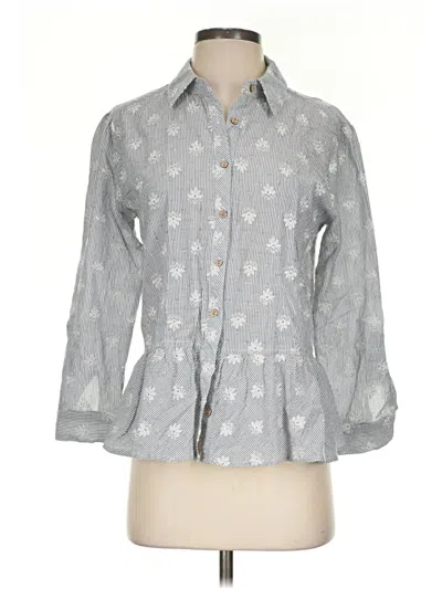 Pre-owned Democracy 3/4 Sleeve Button Down Shirt In Gray