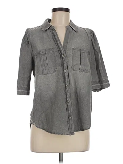 Pre-owned Democracy 3/4 Sleeve Button Down Shirt In Gray
