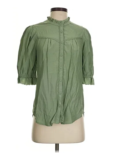 Pre-owned Democracy 3/4 Sleeve Button Down Shirt In Green
