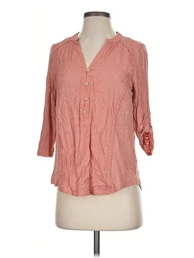 Pre-owned Democracy 3/4 Sleeve Button Down Shirt In Pink