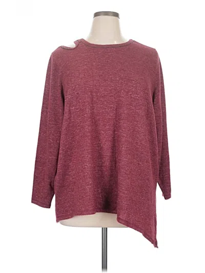 Pre-owned Democracy 3/4 Sleeve Top Burgundy Boatneck Tops