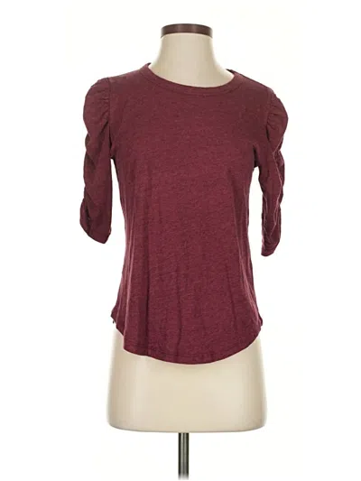 Pre-owned Democracy 3/4 Sleeve Top Burgundy Scoop Neck Tops