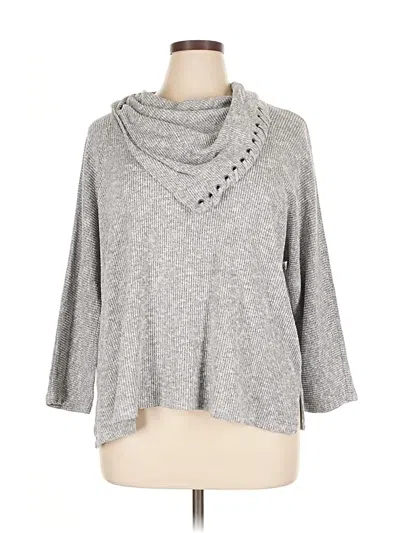 Pre-owned Democracy 3/4 Sleeve Top Gray Cowl Neck Tops