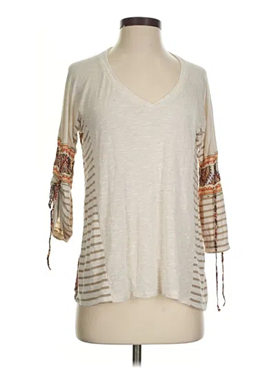 Pre-owned Democracy 3/4 Sleeve Top Gray V-neck Tops