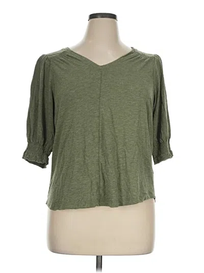 Pre-owned Democracy 3/4 Sleeve Top Green Scoop Neck Tops