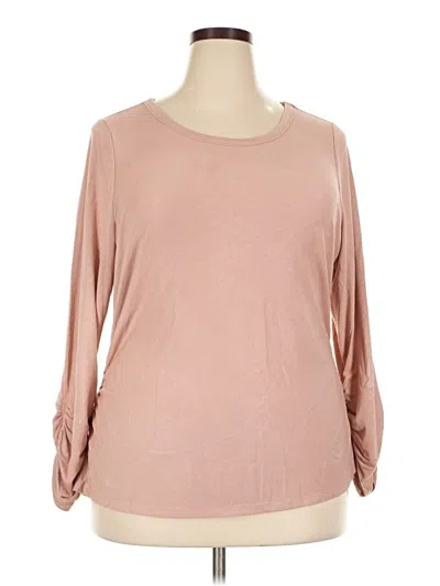 Pre-owned Democracy 3/4 Sleeve Top Pink Boatneck Tops