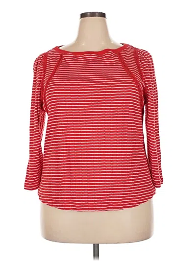 Pre-owned Democracy 3/4 Sleeve Top Red Boatneck Tops