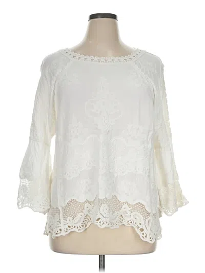 Pre-owned Democracy 3/4 Sleeve T-shirt In Ivory