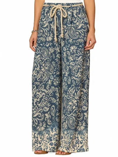 Democracy Ab" Leisure Skyrise Rope Belt Wide Leg Pants In Deep Shadow Multi