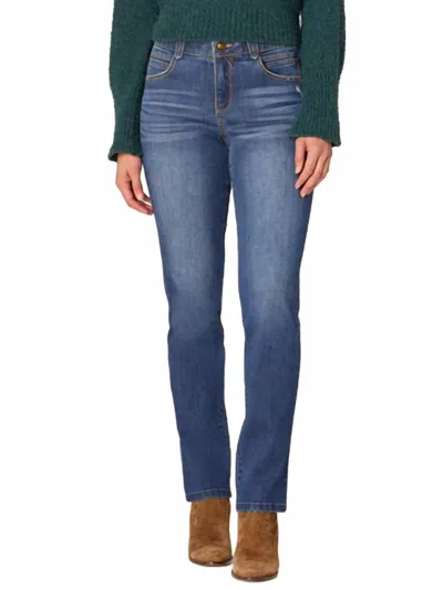 Democracy Ab Solution Mid Rise Straight Leg Jeans With Angled Dart Seams In Blue