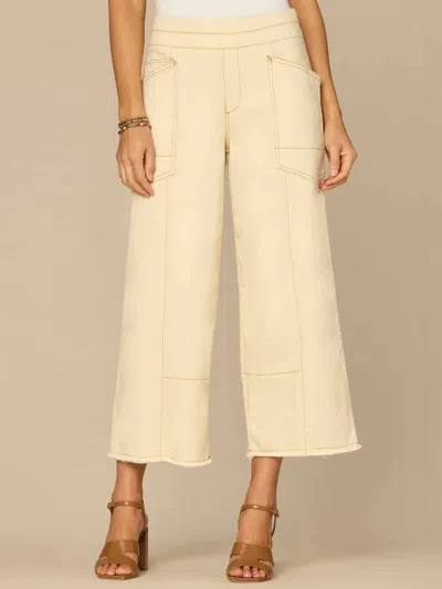 Democracy Ab Solution Skyrise Cropped Wide Leg Jeans In Ecru In Neutral
