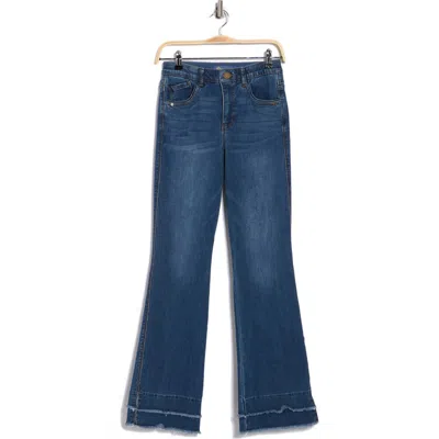 Democracy 'ab'solution High Waist Fray Hem Itty Bitty Bootcut Jeans In Blue