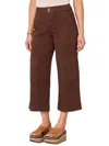 Democracy Absolution Skyrise Double Button Wide Leg Crop Utility Pants In Chocolate Truffle In Brown
