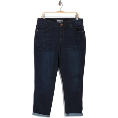 Democracy Ankle Skimmer Cuffed Skinny Jeans In Dark Indigo Artisinal