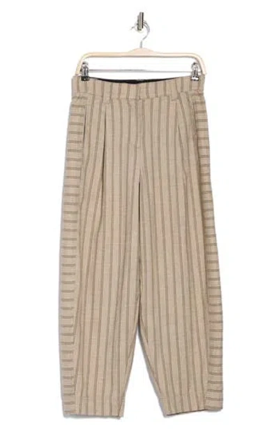 Democracy Barrel Leg Pleated Trousers In Kahki Multi
