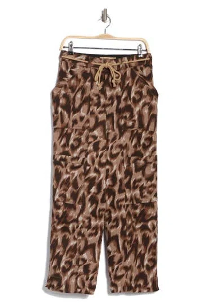 Democracy Belted Cargo Crop Straight Leg Pants In Walnut Multi
