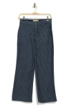 Democracy Button Fly Crop Wide Leg Pants In Purple