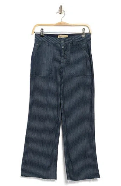 Democracy Button Fly Crop Wide Leg Pants In Purple