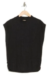 Democracy Cable Stitch Sleeveless Sweater In Heather Black