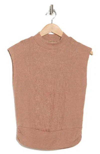 Democracy Cable Stitch Sleeveless Sweater In Heather Mink