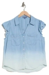 Democracy Trendy Plus Size Collared Flutter-sleeve Top In Blue