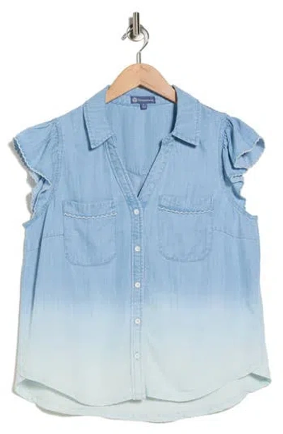 Democracy Cap Sleeve Dip Dye Button-up Shirt In Multi