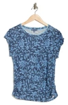 Democracy Cap Sleeve Ruched Top In Blue