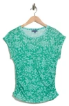 Democracy Cap Sleeve Ruched Top In Green