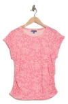 Democracy Cap Sleeve Ruched Top In Pink