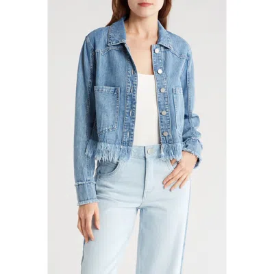 Democracy Chewed Frayed Hem Denim Jacket In Lb Light B