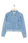 DEMOCRACY DEMOCRACY CHEWED FRAYED HEM DENIM JACKET